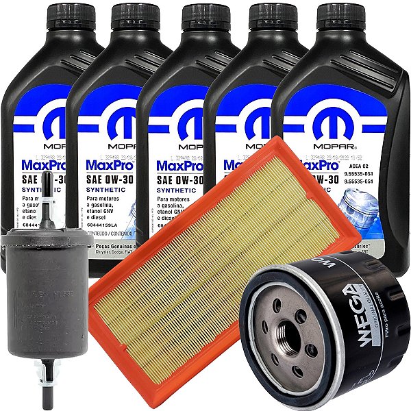Kit óleo 0W30 Mopar e filtros Pulse Fastback Toro Renegade Compass Commader 1.3 Turbo