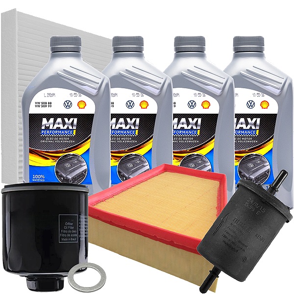 Kit Óleo VW 5W40 sintético e filtros - Gol Voyage Saveiro 1.6 2017 em diante