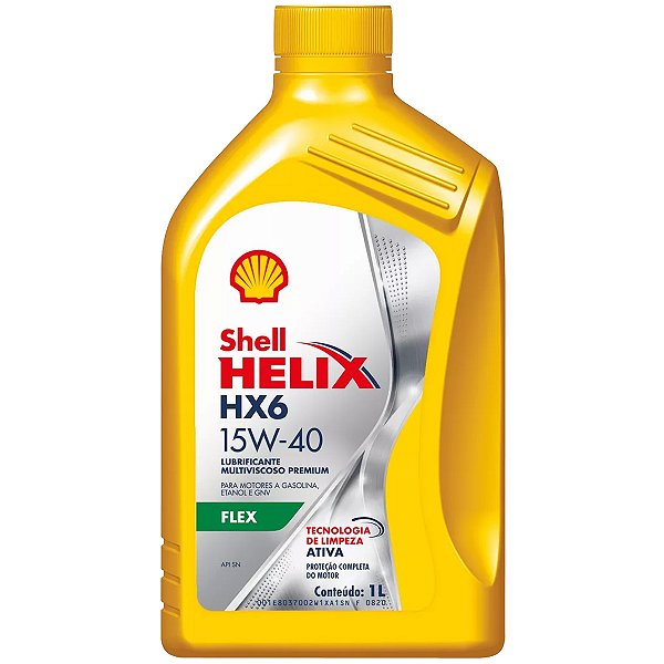 Óleo De Motor Shell HX6 15W40 Lubrificante Semissintético API SL - 1 Litro