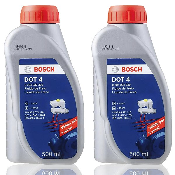 Kit 2 frascos de 500ml de fluído de freio DOT4 Bosch