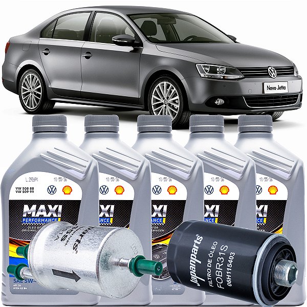 Troca de óleo VW 5W40 e filtros para Jetta 2.0 TSi de 2010 até 2013