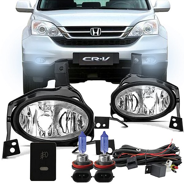Kit Farol De Milha Completo Moldura Rele Lampada Super Branca Cr-V 2010 2011