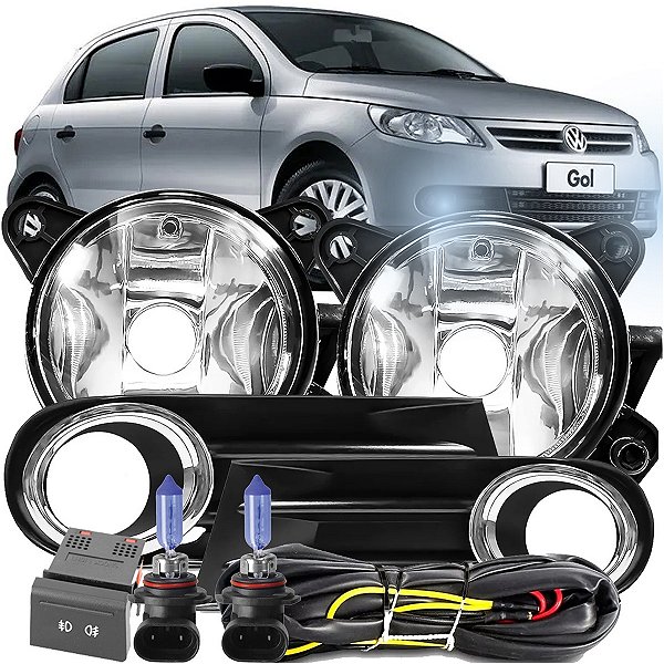 Kit Farol De Milha Completo Lampada Super Branca Gol Voyage Saveiro G5 2009 2010 2011 2012