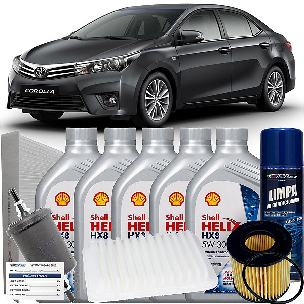Kit Troca De Oleo Revisao Shell 5W30 Para Toyota Corolla 2.0 2013 2014 2015 2016 2017 2018 2019