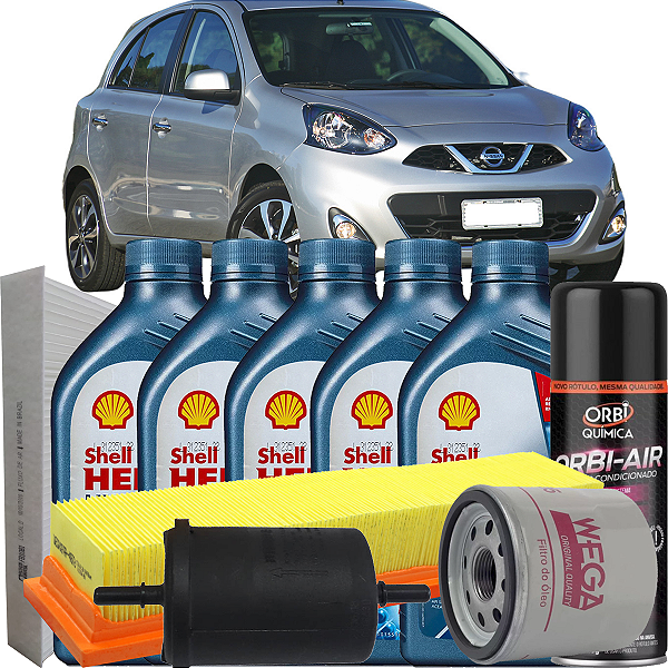 Kit Revisão Completo Oleo Shell 10w40 Nissan March 1.0 2011 2012 2013 2014 2015