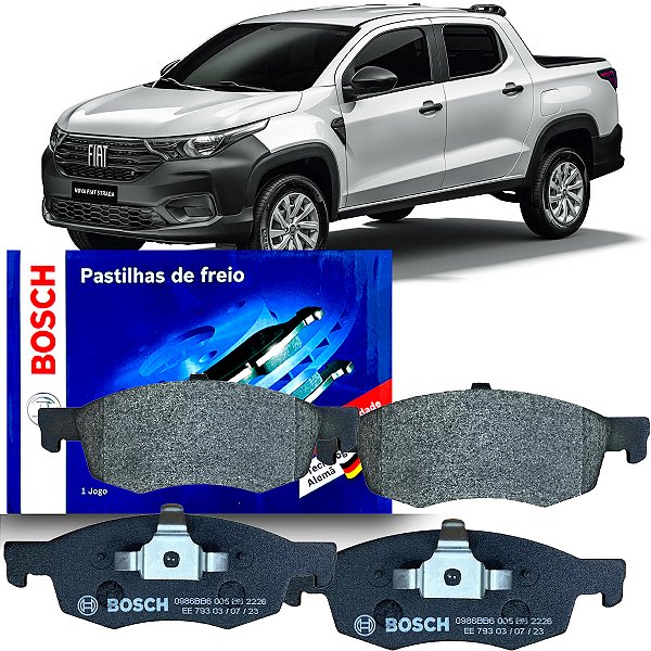 Jogo De Pastilha Freio Bosch Dianteiro Para Fiat Strada 1.3 1.4 2021 2022 2023 2024