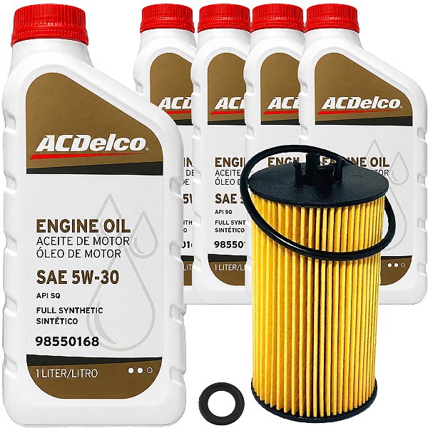 Kit Troca De Óleo ACDelco 5W30 100% Sintético E Filtro Para Gm Cruze Sonic Tracker Motor Ecotec
