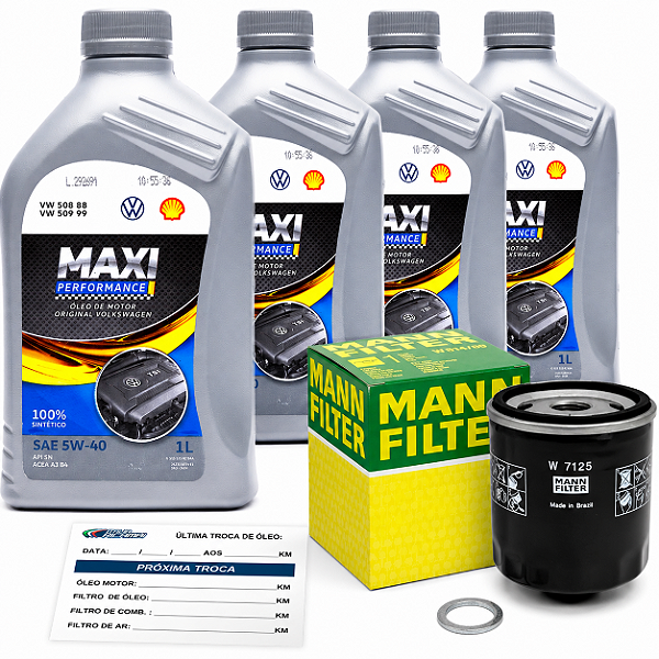 Kit Troca de Óleo VW 5W40 Sintético + Filtro Gol Voyage Saveiro Fox Polo Golf Kombi EA111 1.0 1.4 1.6