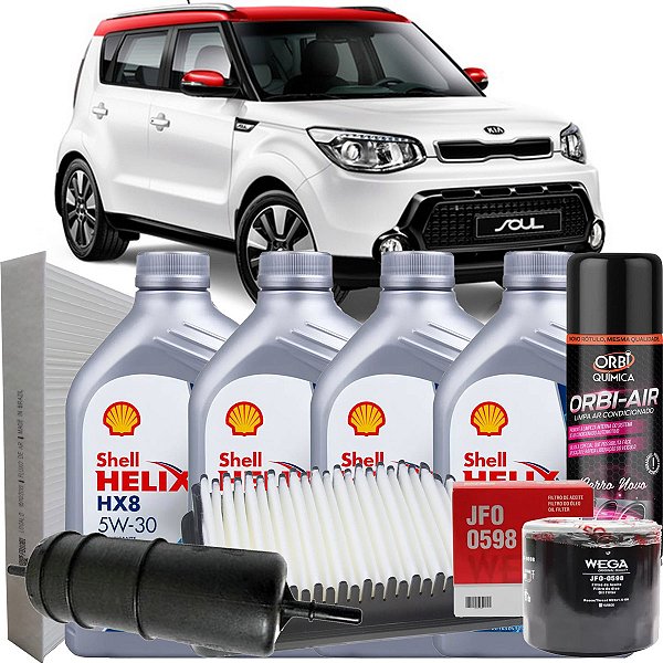 Kit Troca De Oleo 5w30 Shell Para Kia Soul 1.6 16V EX 2013 2014 2015 2016 2017 2018 2019