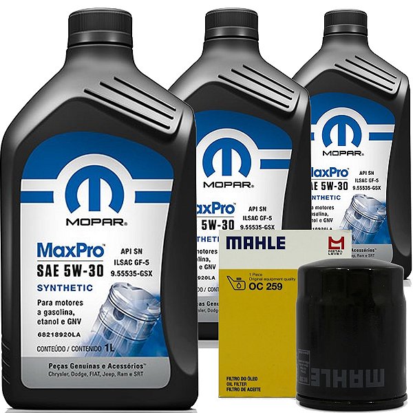Kit Troca De Oleo Mopar 5W30 Flex Fiat Grand Siena Uno Mobi Motor Fire 4 Cilindros