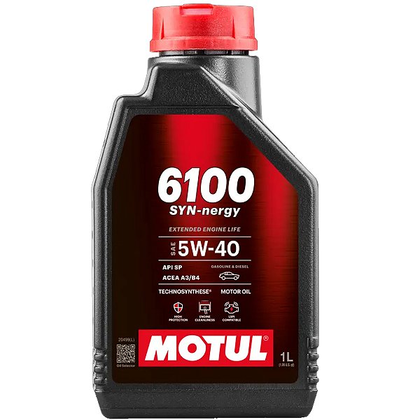Oleo De Motor Lubrificante Carro Motul 6100 SYN-NERGY 5W40 Technosynthese ACEA A3/B4 API SP