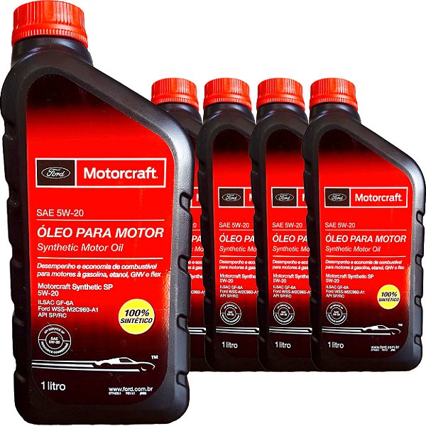 05 Litros De Óleo De Motor Original Ford Motorcraft 5w20 100% Sintético