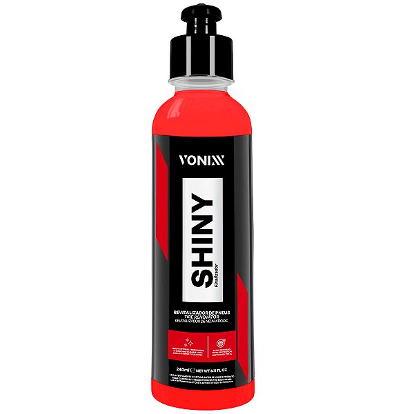 Vonixx Shiny 240ml Restaurador Plásticos Borrachas Para-Choques Brilho Duradouro Automotivo