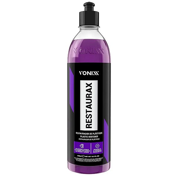 Vonixx Restaurax 500ml Restaurador Plásticos Borrachas Para-Choques Brilho Duradouro Automotivo