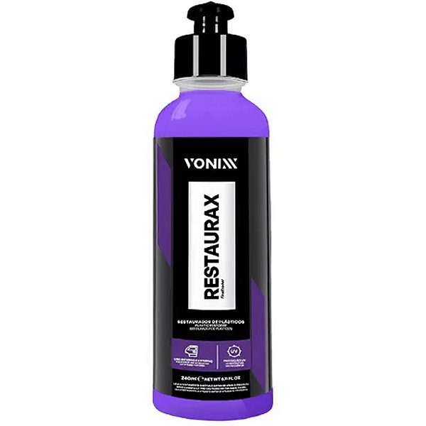 Vonixx Restaurax 240ml Restaurador Plásticos Borrachas Para-Choques Brilho Duradouro Automotivo