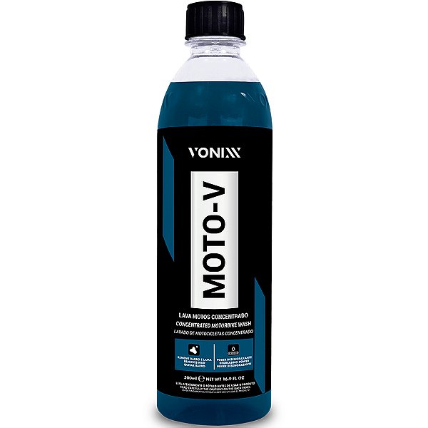 Vonixx Moto-V 500ml Lava Motos Shampoo Automotivo Limpeza Segura Plásticos Metais