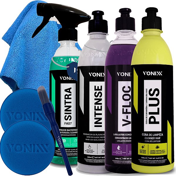 Kit Shampoo Estetica V-Floc Cera Carnauba Plus Sintra Fast Intense Aplicador Vonixx