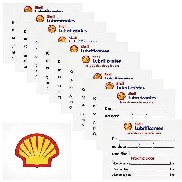 KIT 10 ETIQUETA QUILOMETRAGEM TROCA DE ÓLEO SHELL
