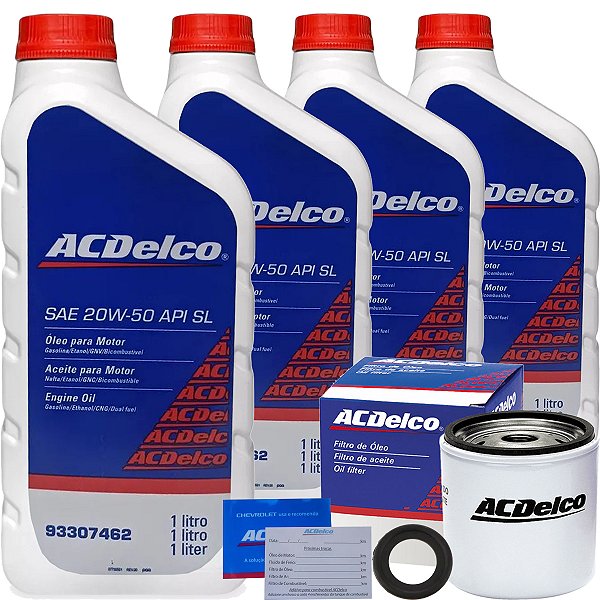 Kit 4 Litros De Oleo 20W50 E Filtro Original ACDelco Gm Acdelco Celta Corsa Prisma Classic Astra