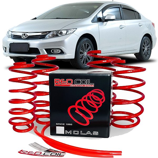 Kit Mola Esportiva Da Suspensão Red Coil Para Honda Civic G9 1.8 2.0 2012 A 2016 - Vermelho