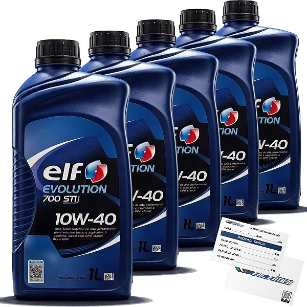 Kit 5 Litros Oleo De Motor Lubrificante ELF 10W40 Evolution Semissintético RN 0700/0710 ACEA A3/B4