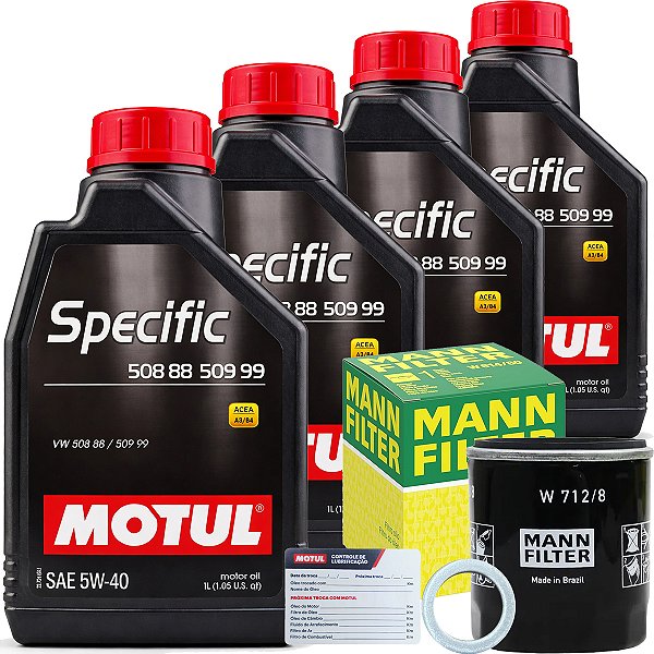 Kit 4 Litros Troca De Oleo Lubrificante Motul 5W40 + Filtro Polo Up Fox Nivus Gol Golf Jetta T-Cross