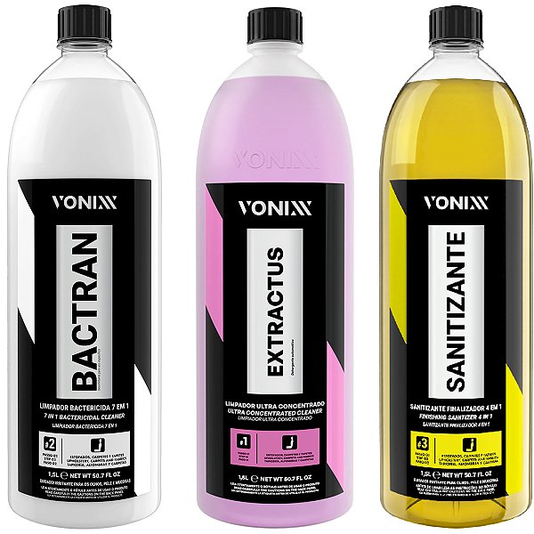 Kit Vonixx Bactran Sanitizante Extractus Limpeza Profunda Carpete Tapete Estofado