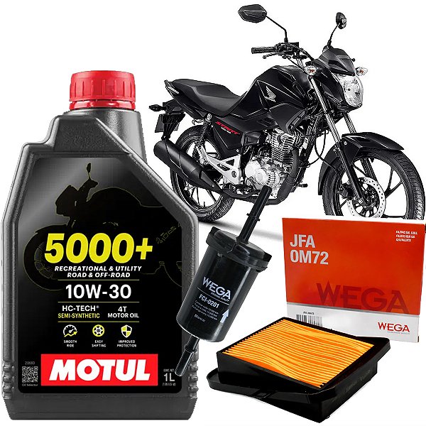 Kit Revisao Oleo Motul 5000+ 10W30 E Filtros Para Honda Cg 150 160 2016 A 2025