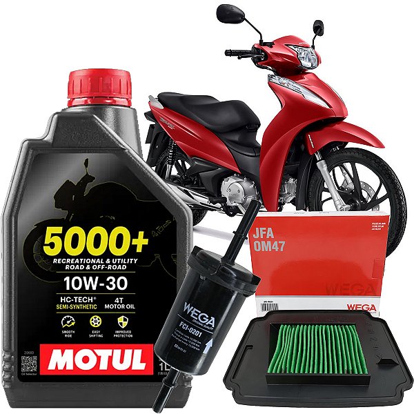 Kit Revisao Oleo Motul 5000+ 10W30 E Filtros Para Honda Cg 150 160 2016 A 2025