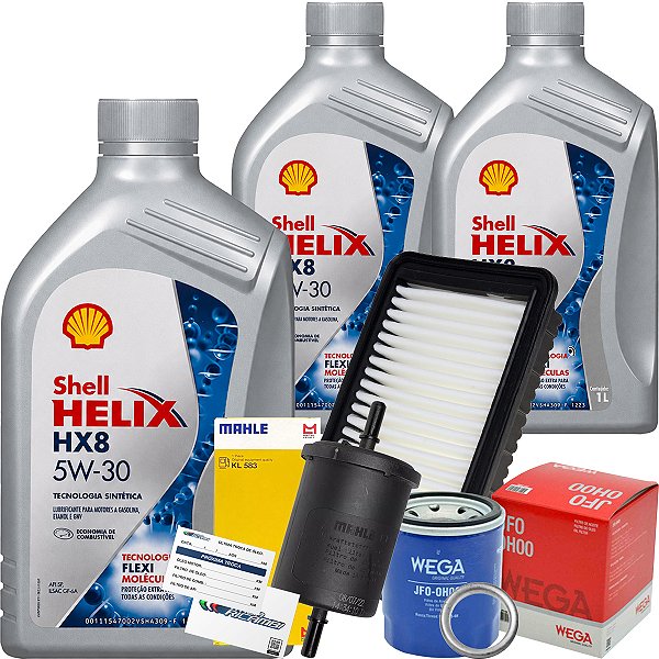 Kit Troca de Óleo 5W30 Shell + Filtros Hb20 1.0 12V Flex 2012 a 2026 Aspirado