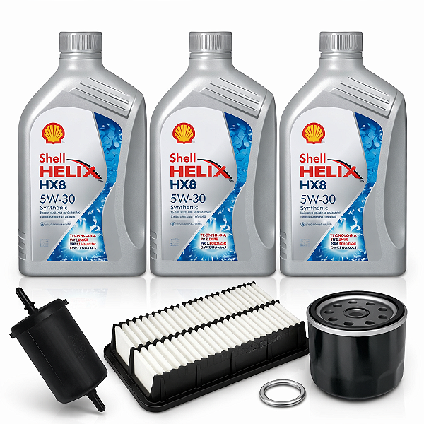 Kit Troca de Óleo 5W30 Shell + Filtros Hb20 1.0 12V Flex 2012 a 2026 Aspirado