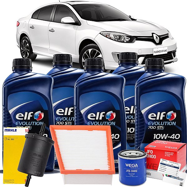 Kit Filtros Troca De Óleo Elf 10W40 Renault Fluence 2.0 16v Automático 2011 2012 2013 2014 2015 2016