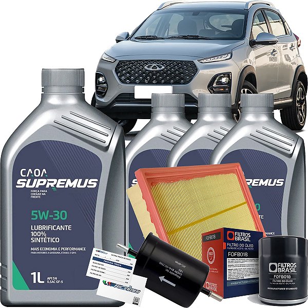 Kit Troca De Óleo Caoa 5W30 E Filtro Ar Gasolina Para Chery Tiggo 3X Pro 1.0 Turbo 2021 2022 2023