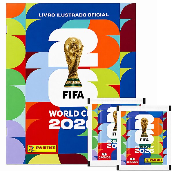 Kit Álbum De Figurinhas Da Copa Do Mundo 2026 Capa Cartão Mole Fifa World Cup + 2 Envelope C/ 7 Adesivos
