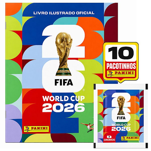 Kit Álbum De Figurinhas Da Copa Do Mundo 2026 Capa Cartão Mole Fifa World Cup + 10 Envelope C/ 7 Adesivos
