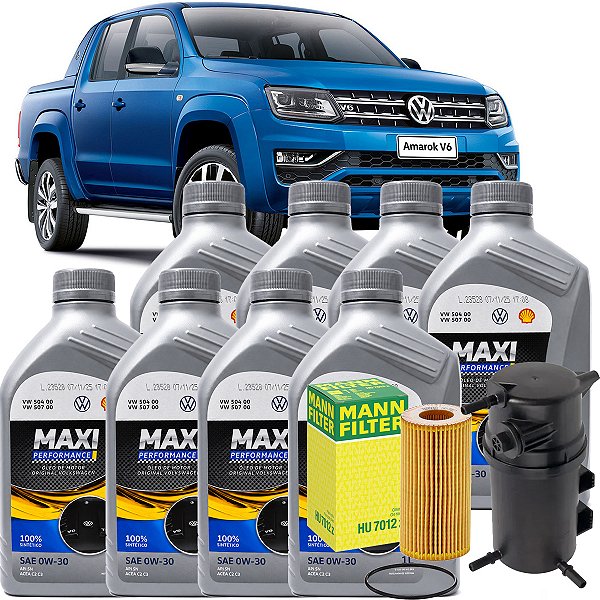 Kit Troca Oleo 0w30 Vw 504 507 E Filtro Gasolina Amarok 3.0 V6 Tdi 2018 2019 2020 2021 2022 2023
