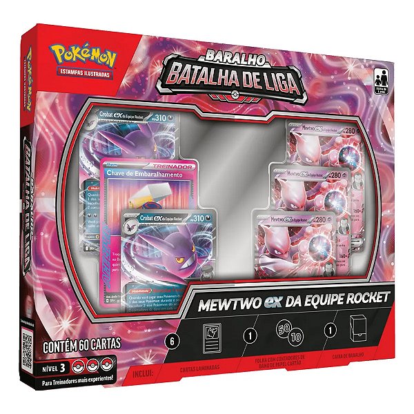 Deck Baralho De Batalha Pokemon Mewtwo Ex Da Equipe Rocket 60 Cartas Pronto Para Jogar