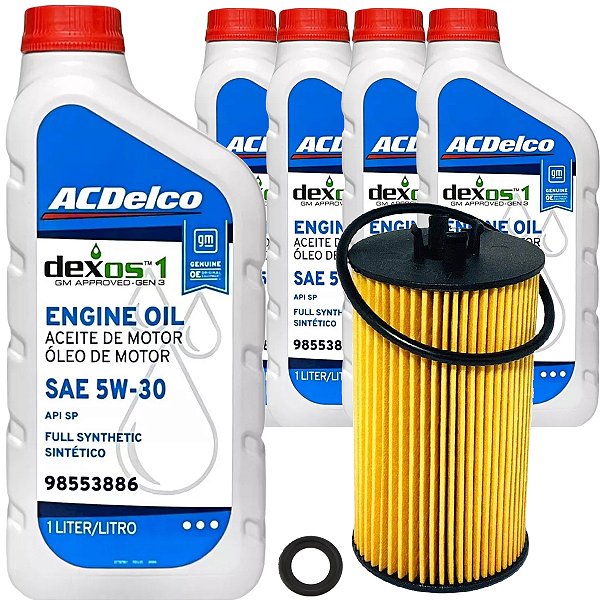 Kit Troca De Oleo 5W30 ACDelco Dexos1 E Filtro Para Gm Tracker Cruze Sonic Motor Ecotec