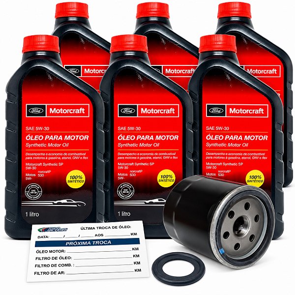 Kit óleo Motorcraft 5W30 e filtro para Ford Fusion 2.0 16V Ecoboost e 2.5 16V Duratec 2013 2014 2015 2016 2017 2018 2019