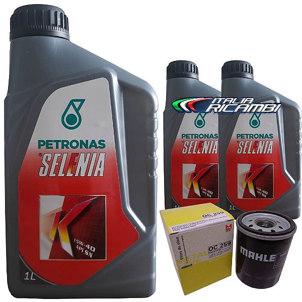 Kit troca de óleo Selenia K 15W40 e filtro de óleo - Fiat Grand Siena Novo Uno Palio Fiorino e Punto 1.4 Evo