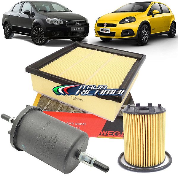 Kit filtros de ar, óleo e combustível - Fiat Punto 1.4 T-Jet Turbo e Linea 1.4 T-Jet Turbo
