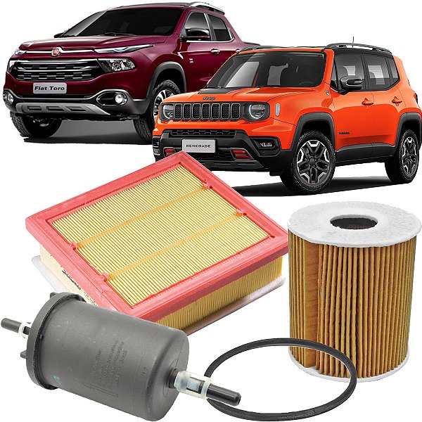 Kit Filtros Fiat Toro 1.8 16V e Jeep Renegade 1.8 16V - Filtros de ar, óleo e combustível