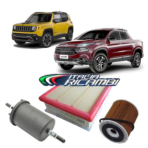 Kit filtros de ar, óleo e combustível - Fiat Toro 1.8 16V e Jeep Renegade 1.8 16V