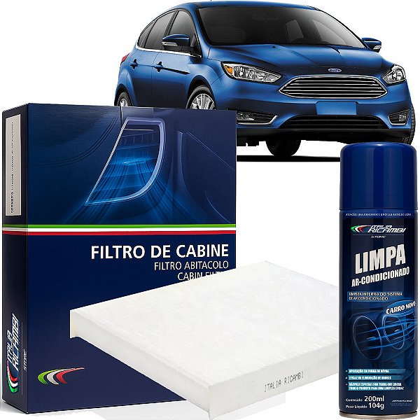 Kit filtro de cabine e higienizador de ar condicionado - Ford Focus 1.6 e 2.0 de 2014 em diante