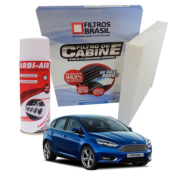 Kit filtro de cabine e higienizador de ar condicionado - Ford Focus 1.6 e 2.0 de 2013 em diante