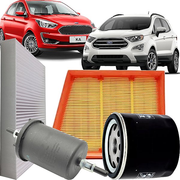 Kit filtros de ar óleo combustível e cabine - Ford Ecosport 1.5 12V e Ka 1.5 12V Dragon - 3 cilindros