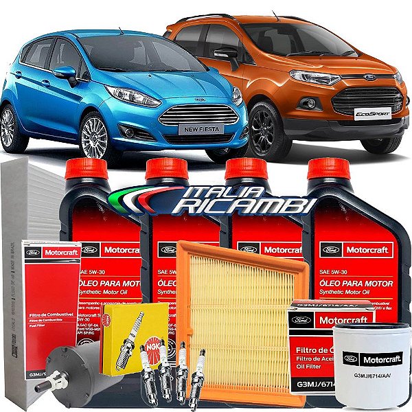 Kit Revisão Óleo 5w30 Ford Motorcraft Filtros E Velas - New Fiesta E Nova Ecosport 2014 2015 2016 2017