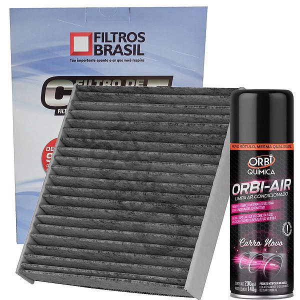 Kit Filtro De Cabine Carvão Ativado Filtros Brasil FBC1058 E Higienizador New Fit City HRV Civic G10 e WRV