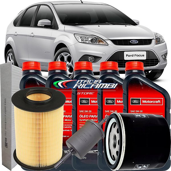 Kit Troca De Oleo Revisão 5w30 100% Sintetico - Ford Focus 2.0 16v Flex / Gasolina Duratec 2009 2010 2011 2012 2013