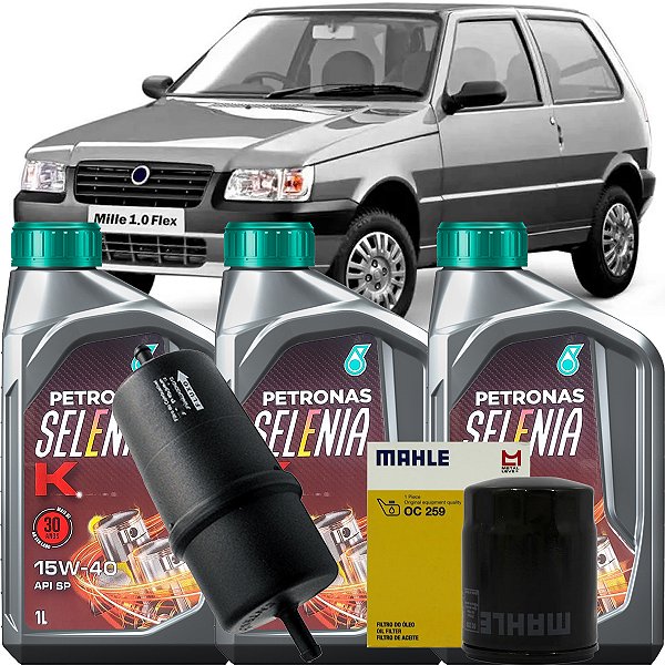 Kit Troca De Óleo Revisão Selenia K 15W40 Semissintético Fiat Uno Mille Fire 1.0 8v 2002 2003 2004 2005 2006 2007
